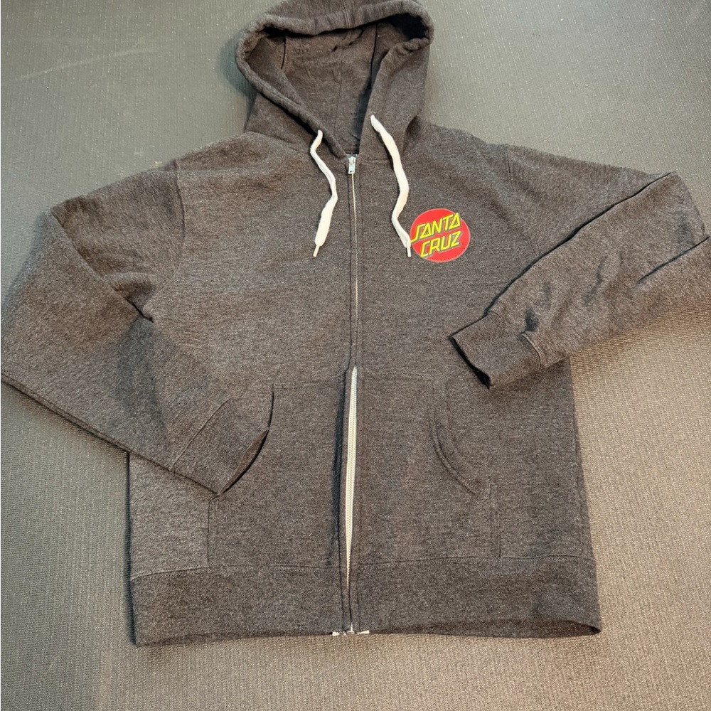 Santa Cruz Black and Gray Logo Hoodie - Medium